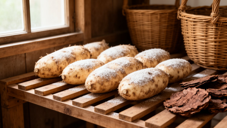 Neem Bark Extracts and Rack Storage Keep White Yam Tubers Fresh for Months