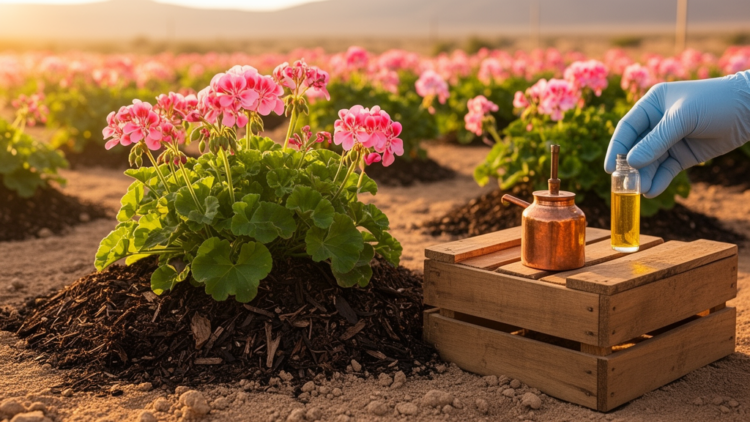 Fern and Tree Extracts Supercharge Geranium Oil Yields in Desert Soils