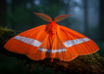 Striking orange moth with silvery stripes turns out to be a brand-new species from Japan