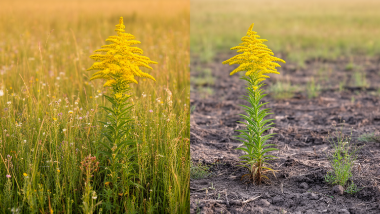 Two Goldenrod Invaders, Two Different Ways to Rewire a Grassland