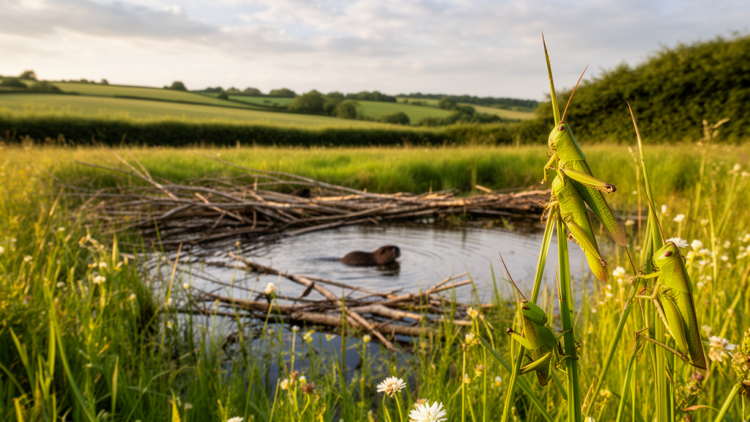 Grasshoppers Answer the Call of Returning Beavers on English Farmland