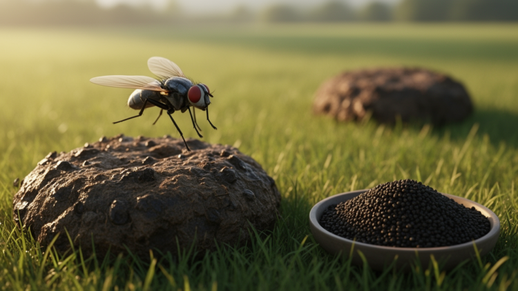 Feed supplement helps dung flies travel farther between pats