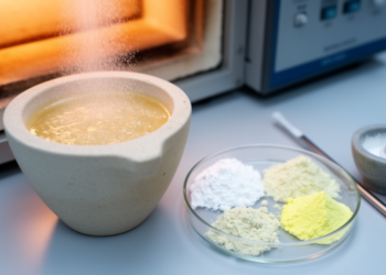 Sorbitol-nitrate pyrolysis as a method for phase composition control of bismuth oxides and composites based thereon