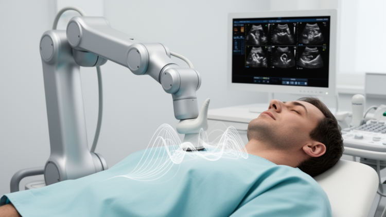 Adversarial domain adaptation for false-positive reduction in hospital-to-robotic echocardiographic screening under limited target-domain data