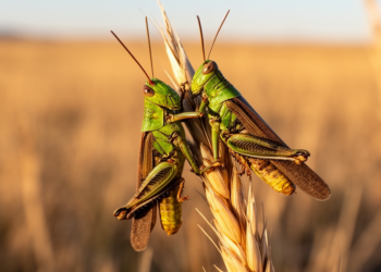 Grasshopper Males of Different Subfamilies Caught in Same-Sex Mating Attempt in Kazakhstan