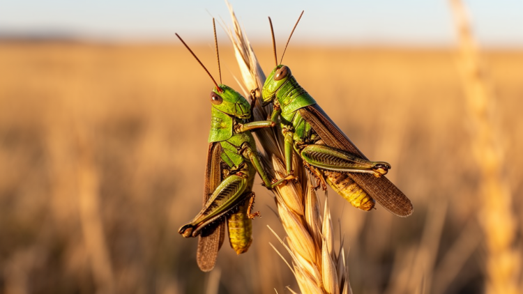 Grasshopper Males of Different Subfamilies Caught in Same-Sex Mating Attempt in Kazakhstan