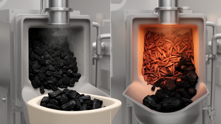 Lower heat retains more carbon in rice-husk biochar