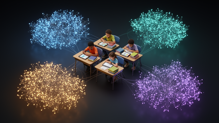 Scientometric map reveals four AI research clusters in K–12 education