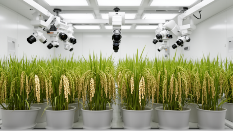 Controlled indoor rice phenotyping links NeRF reconstruction and grain segmentation