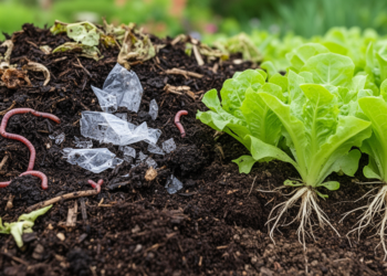 Compostable plastic residues preserve compost quality and support lettuce growth