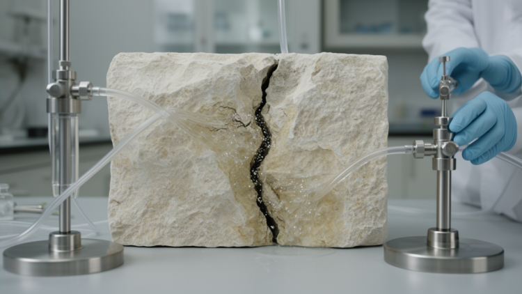 Lab fracture model reproduces limestone dissolution under variable flow