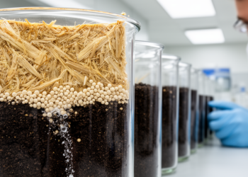 Corn-stalk composite slows fertilizer release in laboratory soil tests