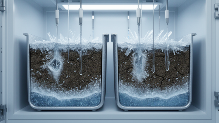 Controlled study links moisture to freeze-thaw pore changes in saline soils