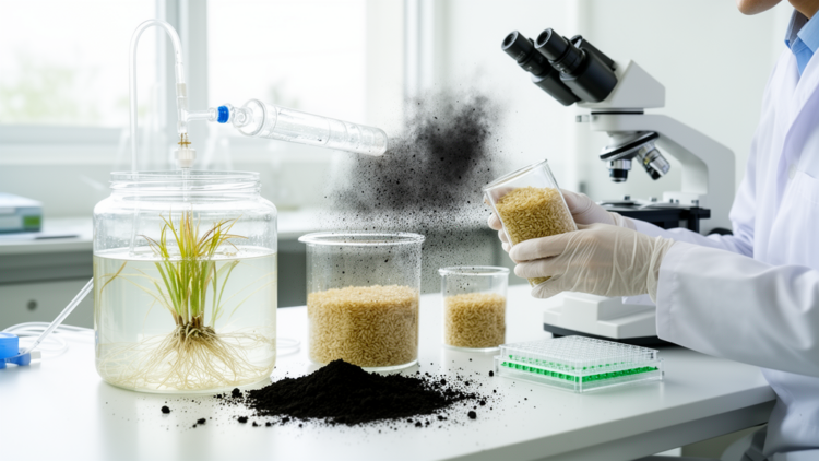 Lab tests: microscale iron reduces rice arsenic but boosts methane
