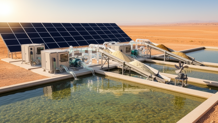 Solar-powered resource separator for clean water production, electricity generation and critical resource recovery