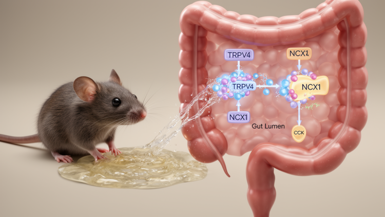 TRPV4–NCX1 coupling links CCK secretion to diarrhea-like changes in male mice