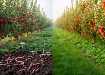 Organic and IPM apples differ in soil life, yields and fruit quality