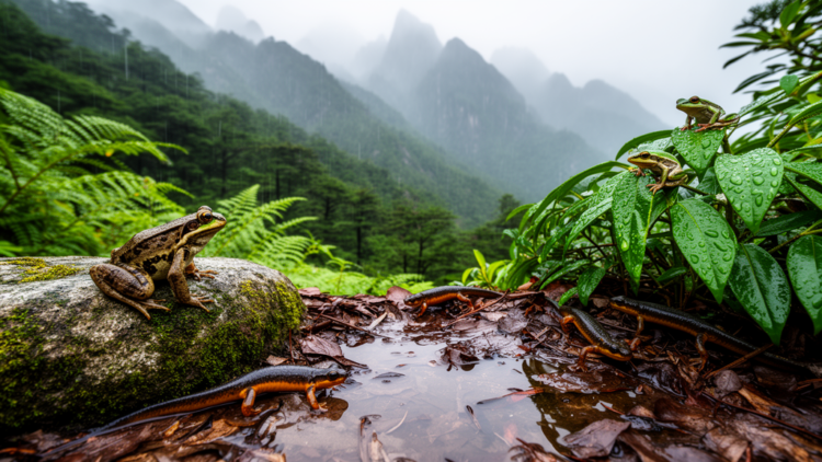 Rainfall, vegetation and latitude correlate with Huangshan amphibian diversity