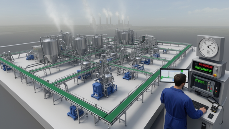 Simulated manufacturing controller cuts emissions but misses allowance