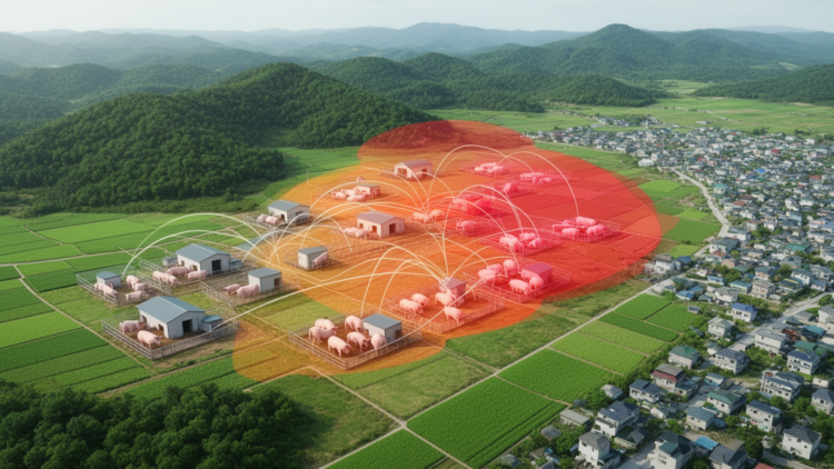 Modeling and outbreak analysis map African swine fever in South Korean farms