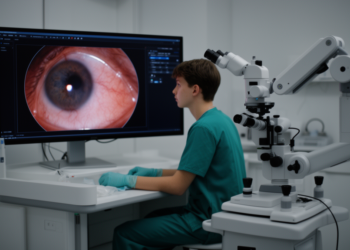 Heads-up 3D display matches conventional microscope in simulator eye surgery training