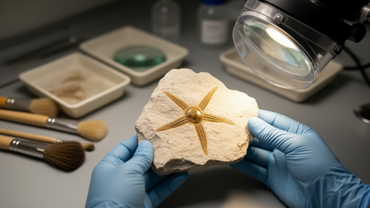 Limpet-Like Cretaceous Brittle Star Redrawn from a Stunningly Preserved Fossil