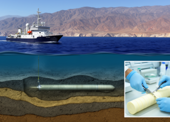 Sediment cores off Baja California trace when fossil fuel carbon reached the California Current
