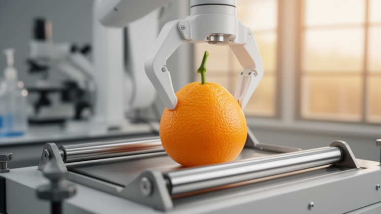 Robot Passively Centers Citrus Stems for Precise Cuts With Simpler Hardware