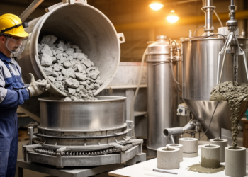 Vacuum and vibration mixing turns tunnel waste into high-density concrete