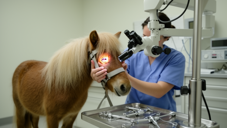 Diode laser fenestration improves drainage in miniature pony case report