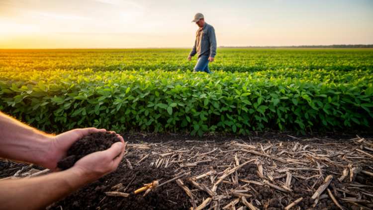 Minimum tillage boosts soya bean yields, but compost can backfire