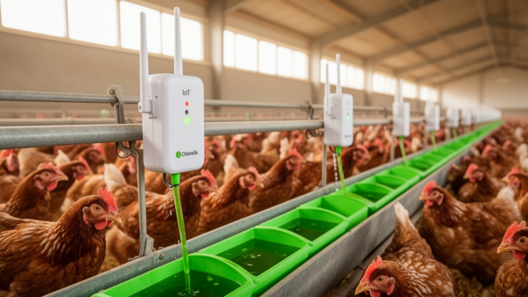 Cheap IoT sensors track lower gas levels in Chlorella-fed hen pens