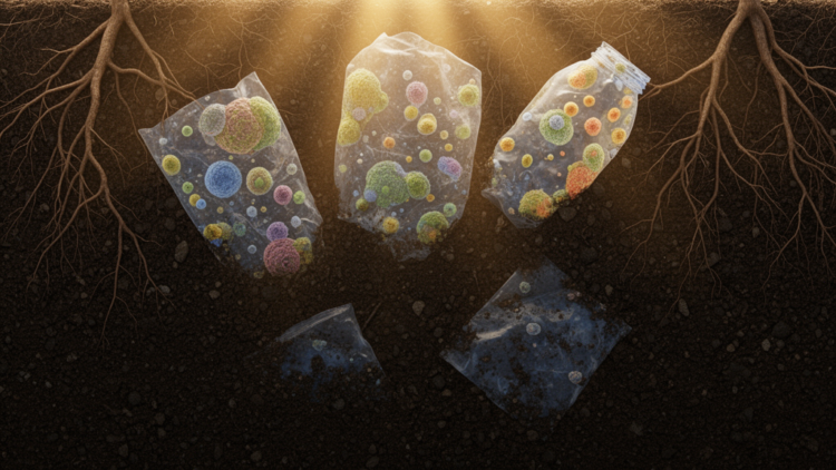 Light Rewrites the Microbial Communities That Colonize Buried Plastic