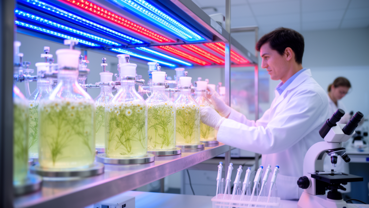 Blue LED Light Boosts Chamomile Cell Metabolites While Red-Blue Mix Drives Growth
