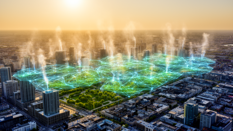 Machine learning model links urban digital and green features to city methane emissions