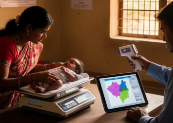 Indian district survey maps low birth weight, temperature and health