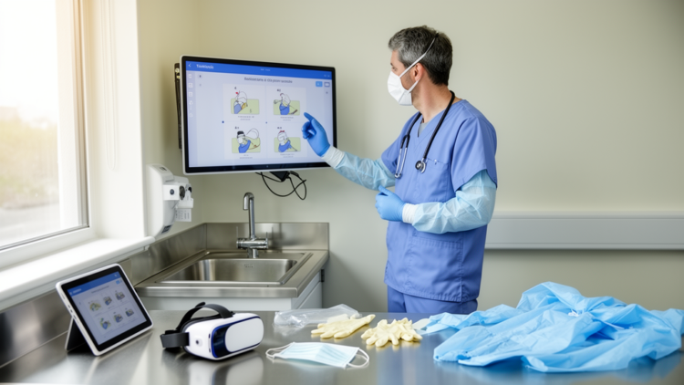 Video instruction outscored VR for hospital PPE training in non-randomized study