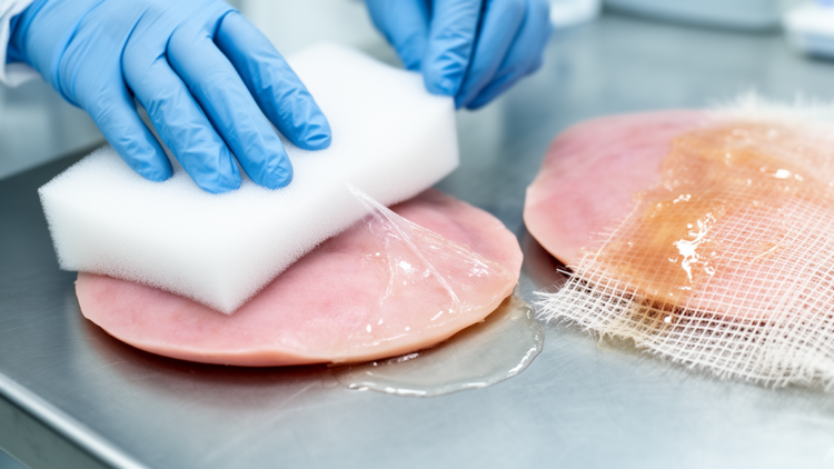 Foam pad outperforms gauze at stripping wound biofilms in pig-skin model