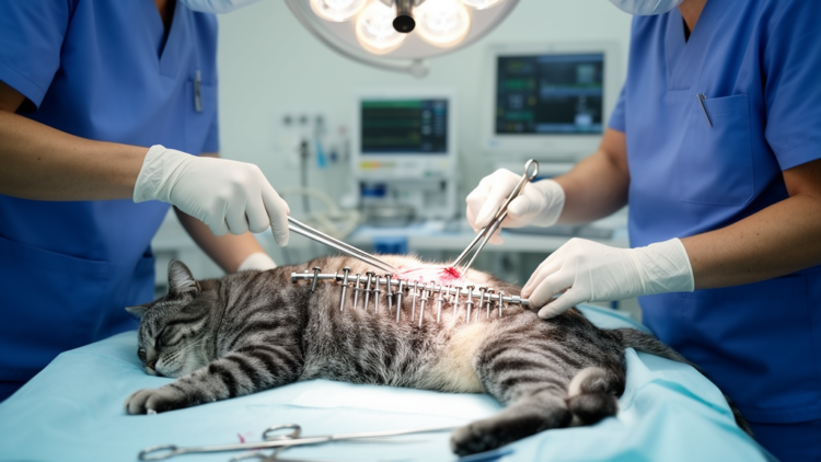 Spinal Screws and Rods Show Promise in Treating Fractured Cat Backs