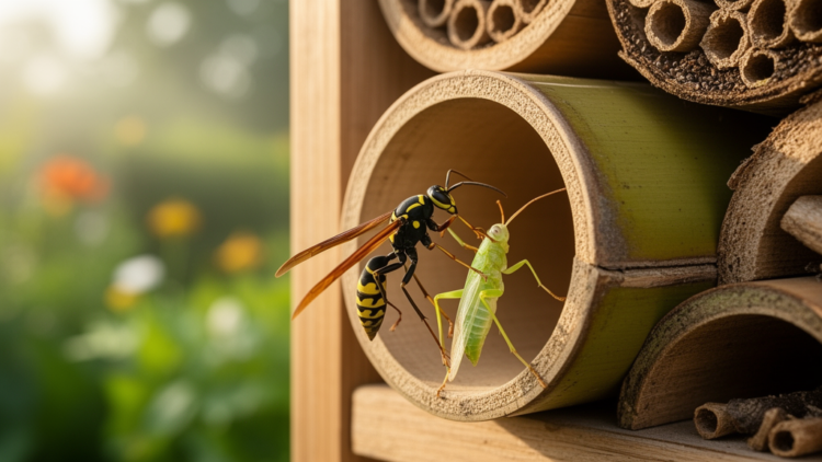Alien wasp in southern Germany favours wide nest tubes and hunts tree crickets