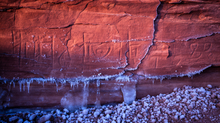 Salt Chemistry Steers How Freeze–Thaw Cycles Destroy Ancient Petroglyph Sandstone