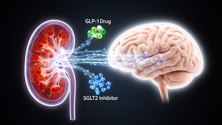 After severe kidney injury in diabetes, GLP-1 drugs and SGLT2 inhibitors show divergent brain-health signals