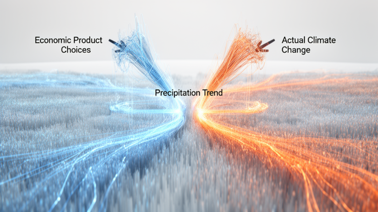 Precipitation Trend Uncertainty From Product Choice Rivals Actual Climate Change