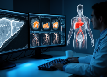 Liver fat on spectral CT links to coronary plaque danger signs in chest pain patients