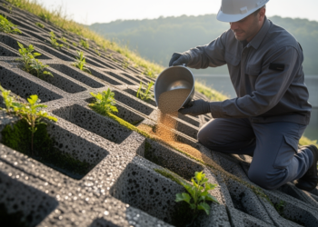 Nutrient-Filled Particles Turn Porous Concrete Into Living Reservoir Slopes