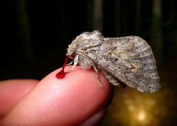 Vampire moths: a lifetime of night observations reveals how Calyptra drinks blood