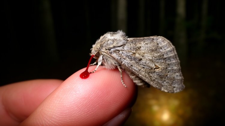 Vampire moths: a lifetime of night observations reveals how Calyptra drinks blood