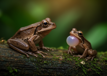 Female Bornean frogs have bigger ears, but males own the vocal gear