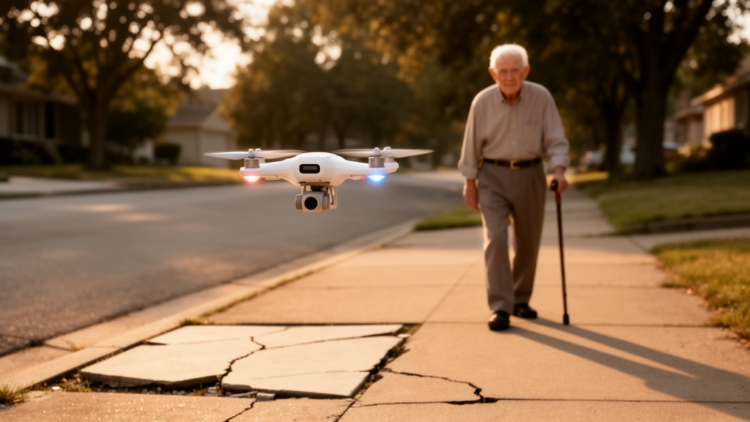 Assistive drone prototype shadows older adults to warn of outdoor hazards