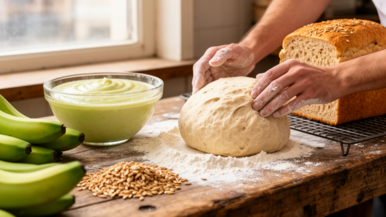 Fresh Green Banana Puree Boosts Fiber in Wheat Bread but Weakens Dough and Cuts Acceptability